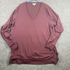 Lucky Brand Sweater‎ Mens XL Burgundy V Neck Long Sleeve Tunic Knit Lightweight